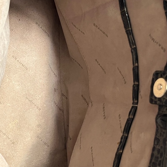 BRAHMIN JULIAN GRAPHITE W GOLD ACCT-MELBOURNE CROC EMBOSSED LEATHER SHOULDER BAG - Picture 12 of 15